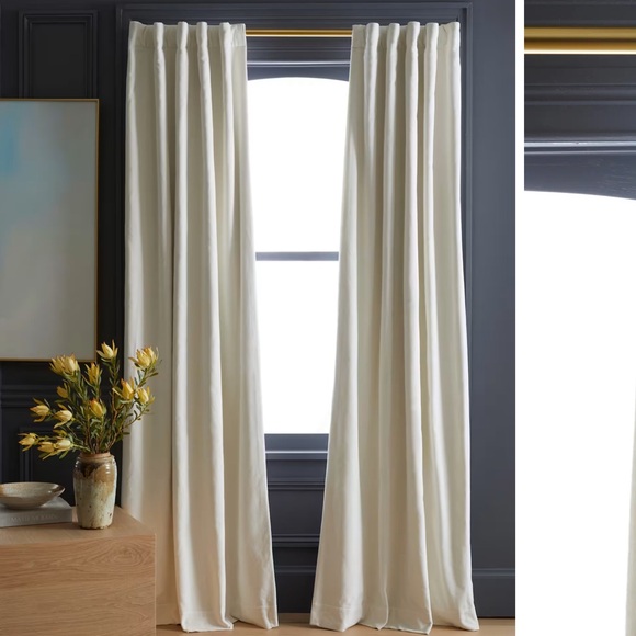 Quince Other - NWOT QUINCE 48x84 Cotton Velvet Room Darkening Curtain Ivory 2338